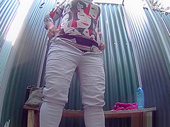 Breasty Aged Spied in Public Shower