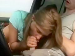 Cute Legal Age Teenager Sucks Her Boyfriend's Jock In An Automobile