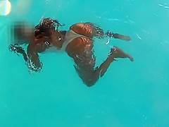 Watch-throughout White Swimsuit In Public Pool