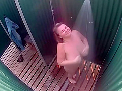 Fat babe showers and shaves on hidden webcam